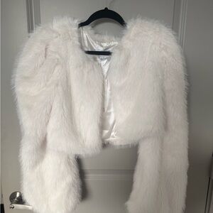 White Teddy Jacket with Plush Faux Fur